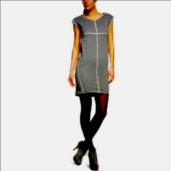 Lacoste Size 34 Wool Lined Charcoal Sweatshirt Dress - Picture 1 of 11